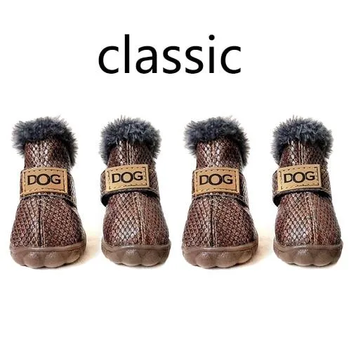 4Pcs/Set Pet Dog Non Slip Snow Warm  Waterproof Fur Cotton Boots