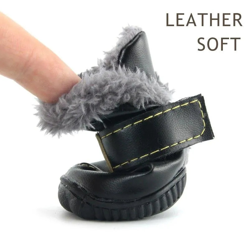 4Pcs/Set Pet Dog Non Slip Snow Warm  Waterproof Fur Cotton Boots