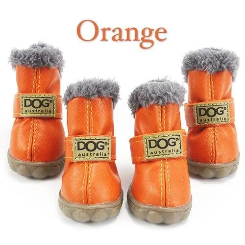 4Pcs/Set Pet Dog Non Slip Snow Warm  Waterproof Fur Cotton Boots