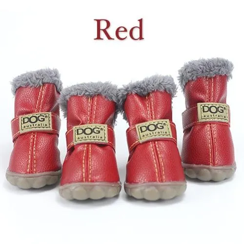 4Pcs/Set Pet Dog Non Slip Snow Warm  Waterproof Fur Cotton Boots