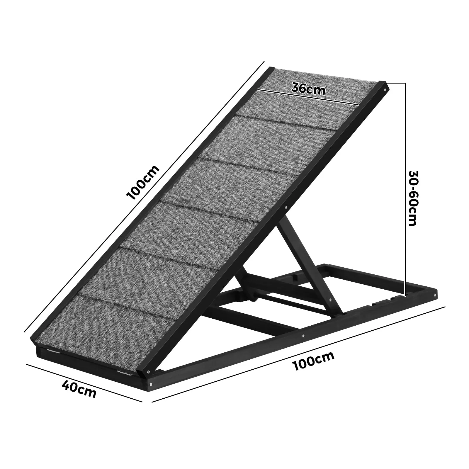 Alopet Dog Pet Ramp Adjustable Height Dogs Stairs Bed Sofa Car Foldable 100cm