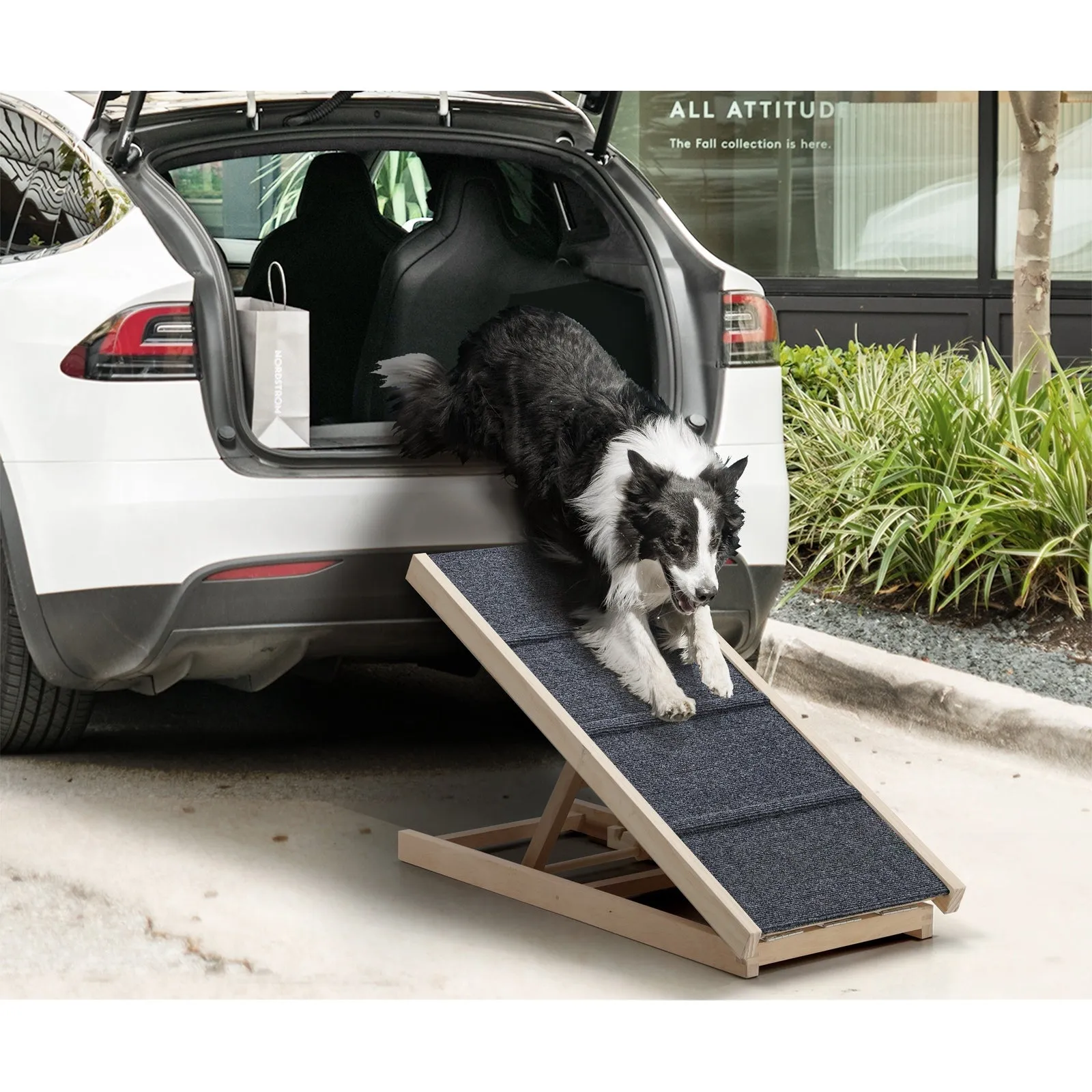 Alopet Dog Pet Ramp Adjustable Height Stairs Bed Sofa Car Foldable 70cm