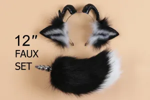 balck sheep tail plug and ear set cosplay goat ear and tail set pet play sheep tail butt plug and ear set bdsm toy sextoy for couple