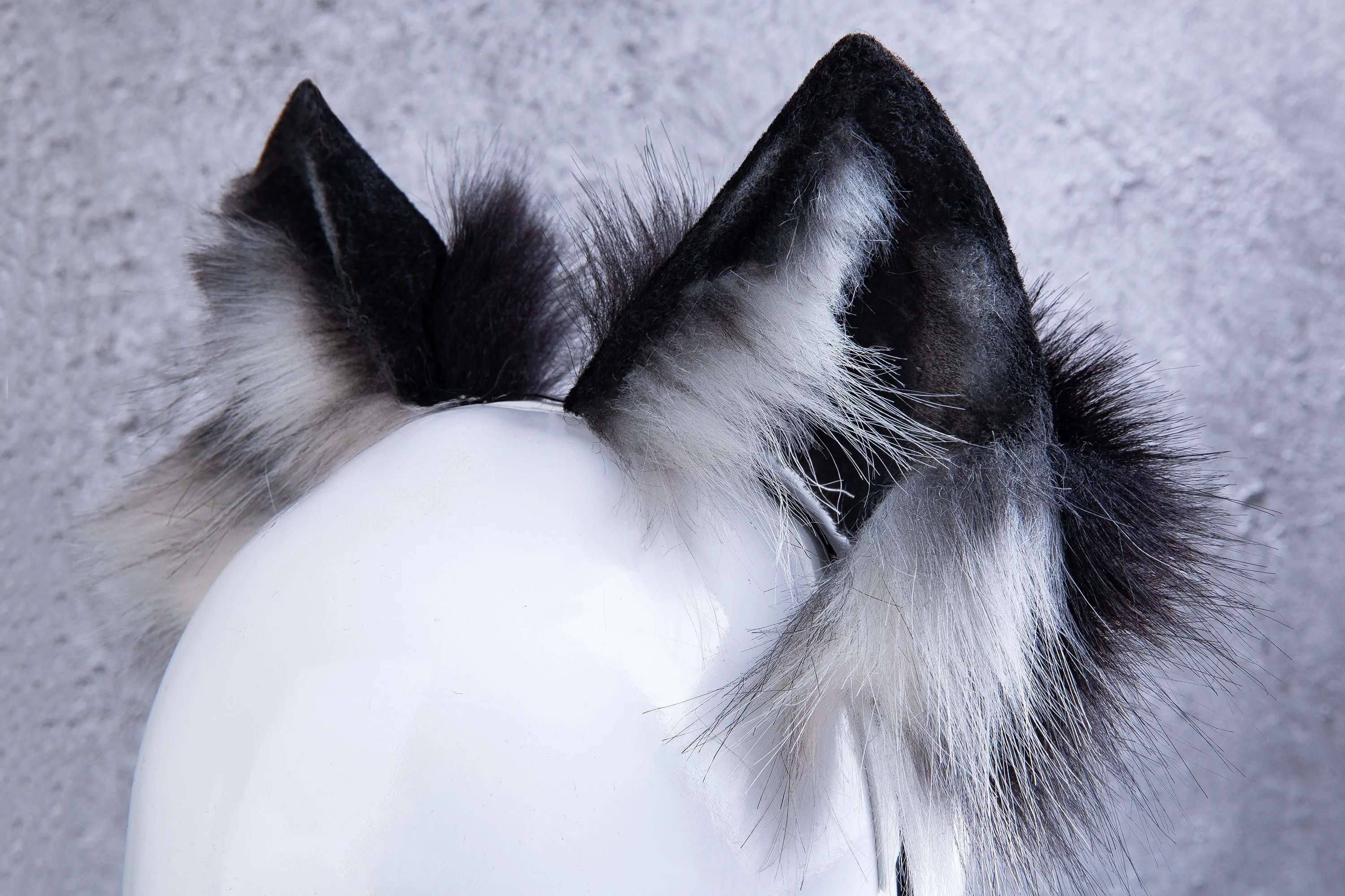 black and white wolf ear fox ear kitten ear neko ear anime cosplay ear cat ear headband petplay ear kittenplay ear neko cosplay animal ear kitten play