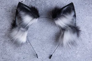 black and white wolf ear fox ear kitten ear neko ear anime cosplay ear cat ear headband petplay ear kittenplay ear neko cosplay animal ear kitten play