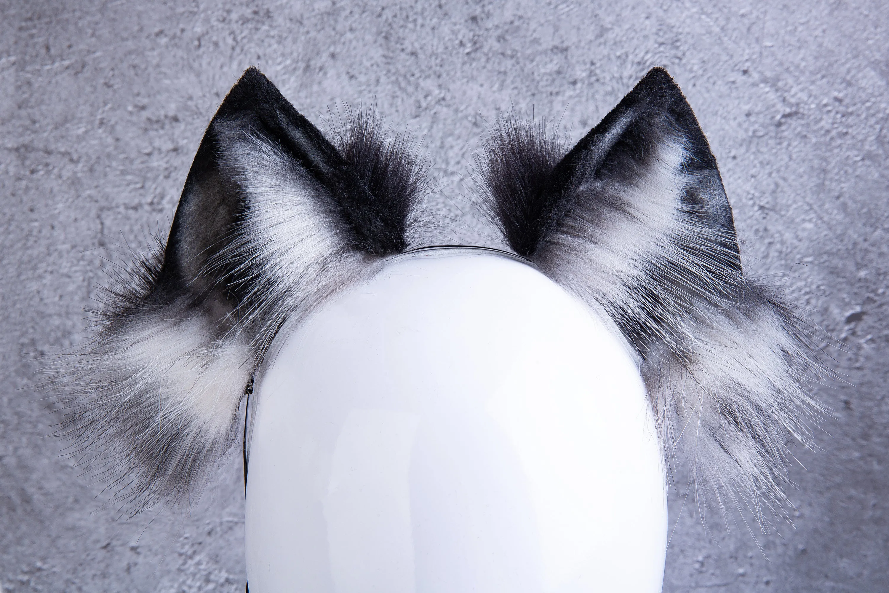 black and white wolf ear fox ear kitten ear neko ear anime cosplay ear cat ear headband petplay ear kittenplay ear neko cosplay animal ear kitten play