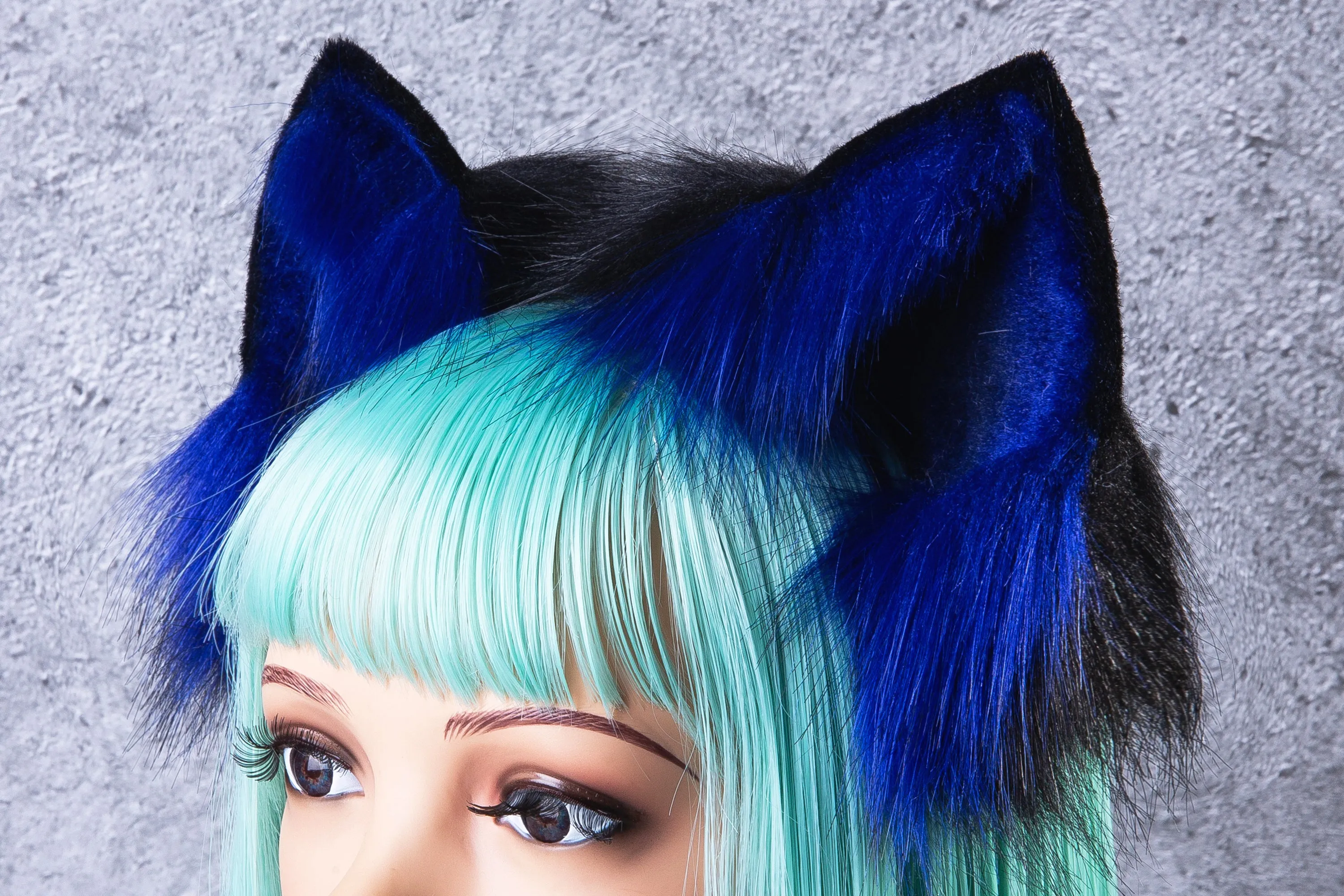 black blue fox tail plug and ear kittenplay ear faux wolf tail buttplug and ear neko kitten cosplay petplay fox tail buttplug bdsm