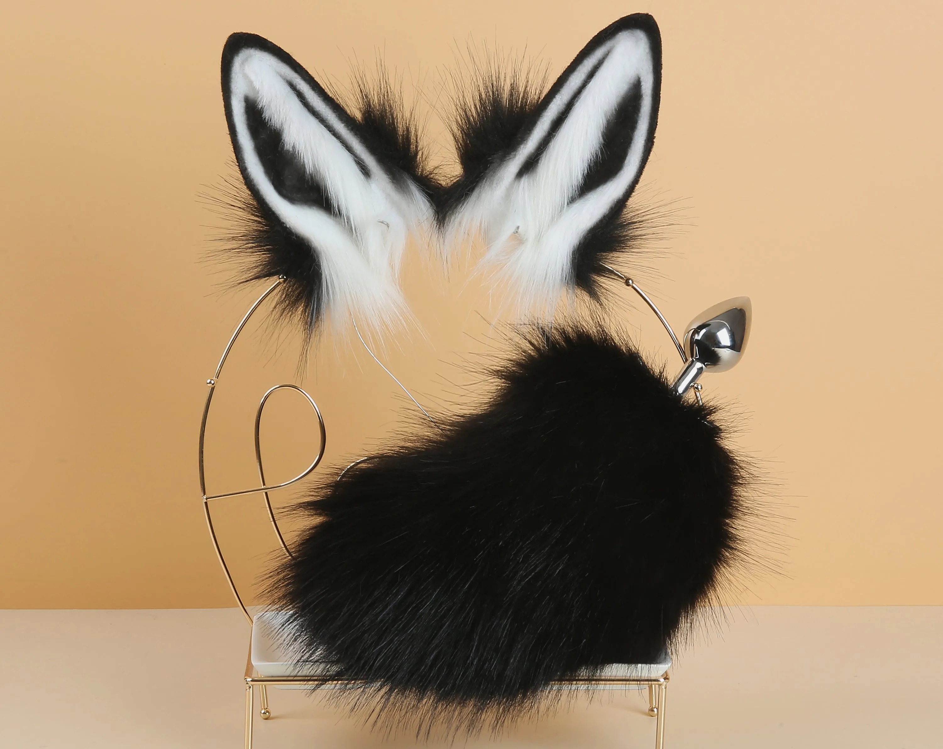 Bunny Tail & Rabbit Ear Set - Black - Playful Petplay Costume Accessories - Novelty Adult Toy