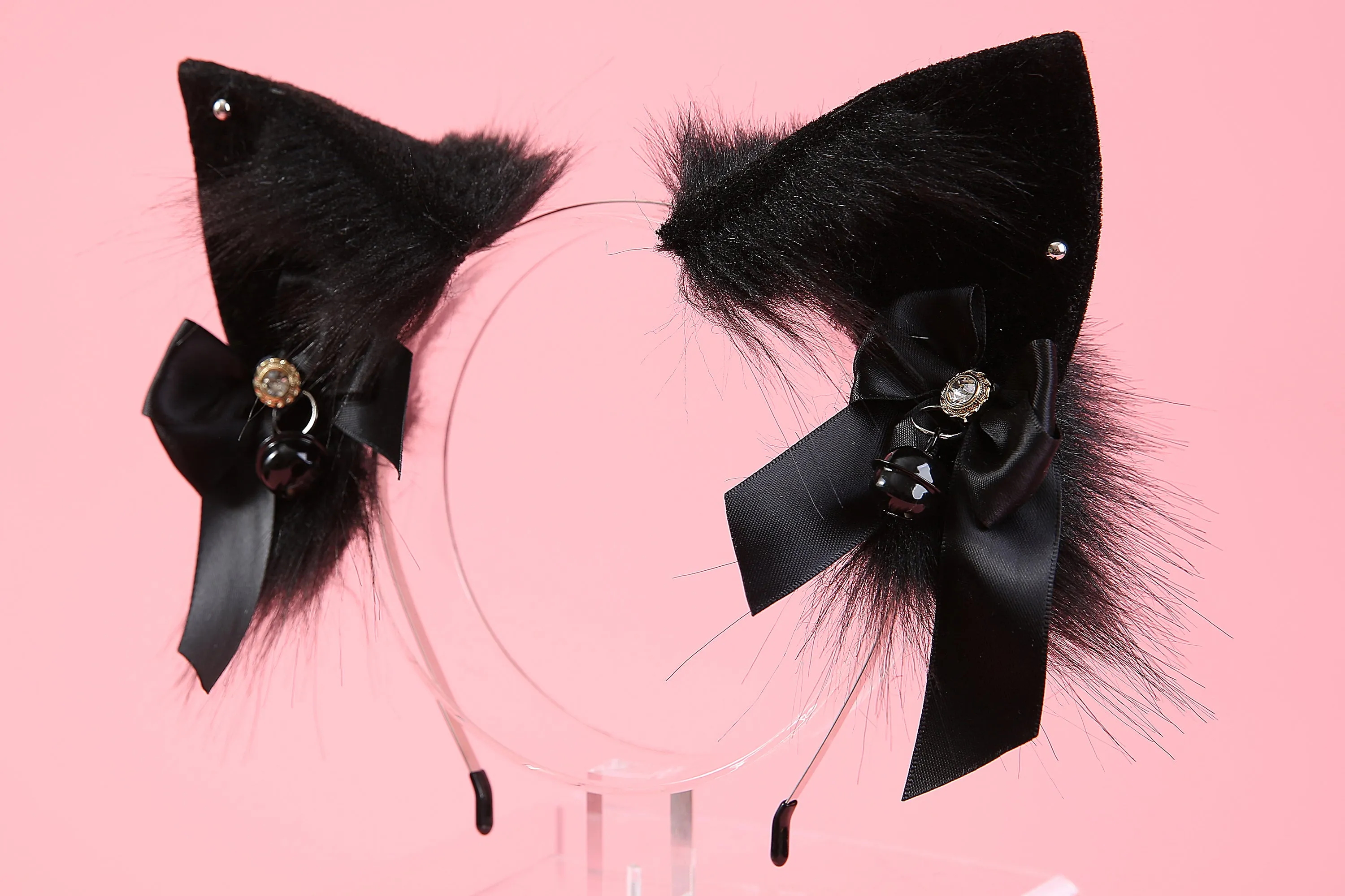 Black cat ear headband and tail set kittenplay