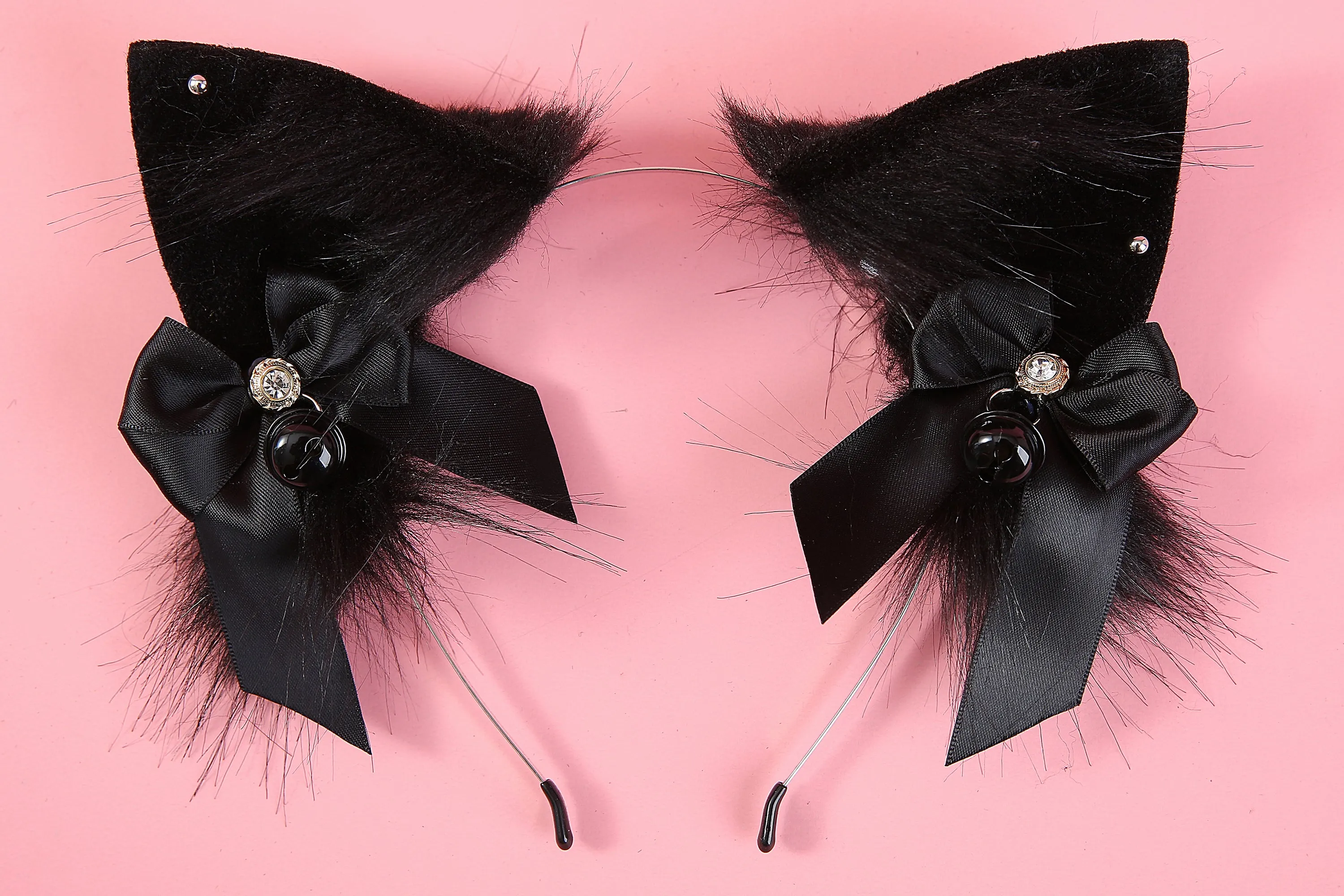 Black cat ear headband and tail set kittenplay