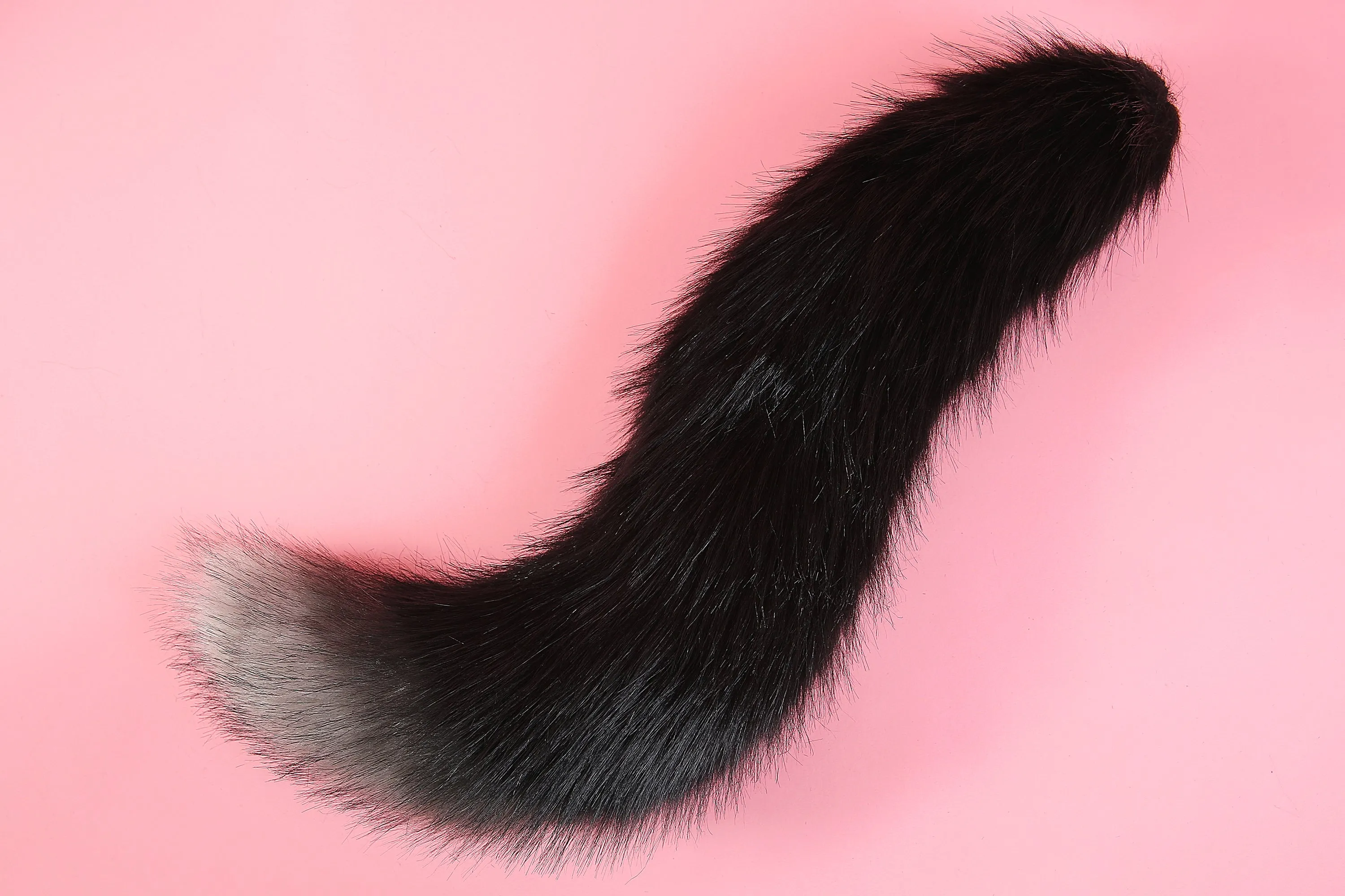 Black gray faux fur fox tail plug and ear wolf tail buttplug and ear kitten ear and tail plug set curved tail and ear plug cosplay -mature