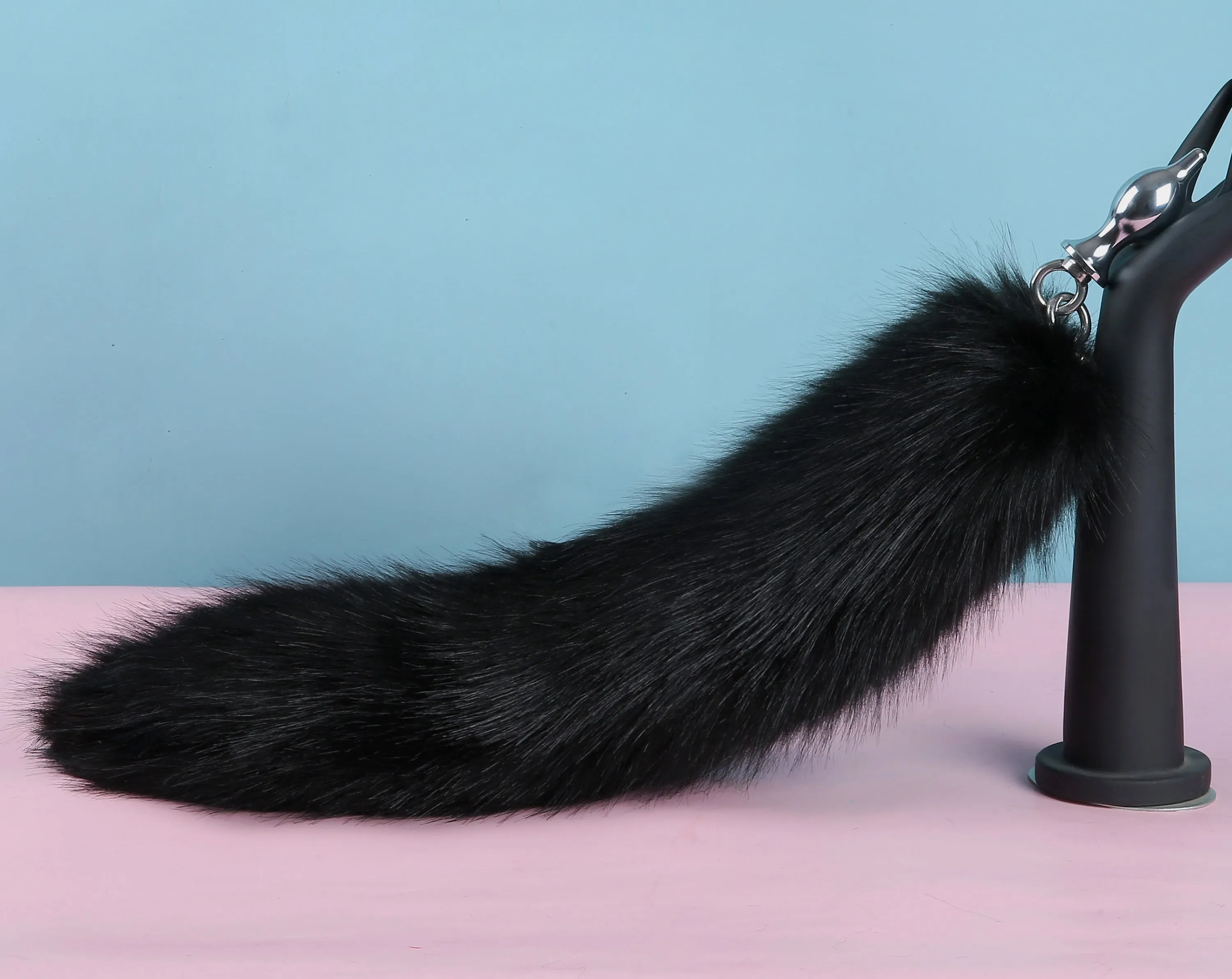 black tug tail plug and ear set faux fur fox tail butt plug wolf tail buttplug ddlg sex toy bdsm cat tail plug anal bondage petplay