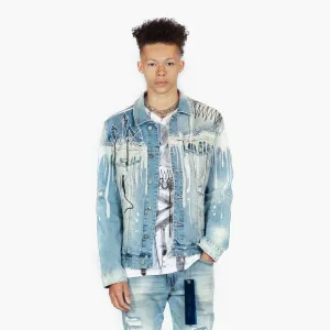 Bleunoir Skull Embroidered Jean Jacket - Aster Blue