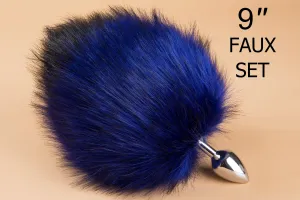 Blue black faux fur bunny tail butt plug rabbit tail buttplug short deer tail plug sextoy petplay kitten play tail cosplay bdsm