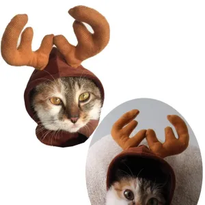 Cat Dog Halloween Christmas Reindeer Antler Hat and Bow Tie Collar for Cats Dogs