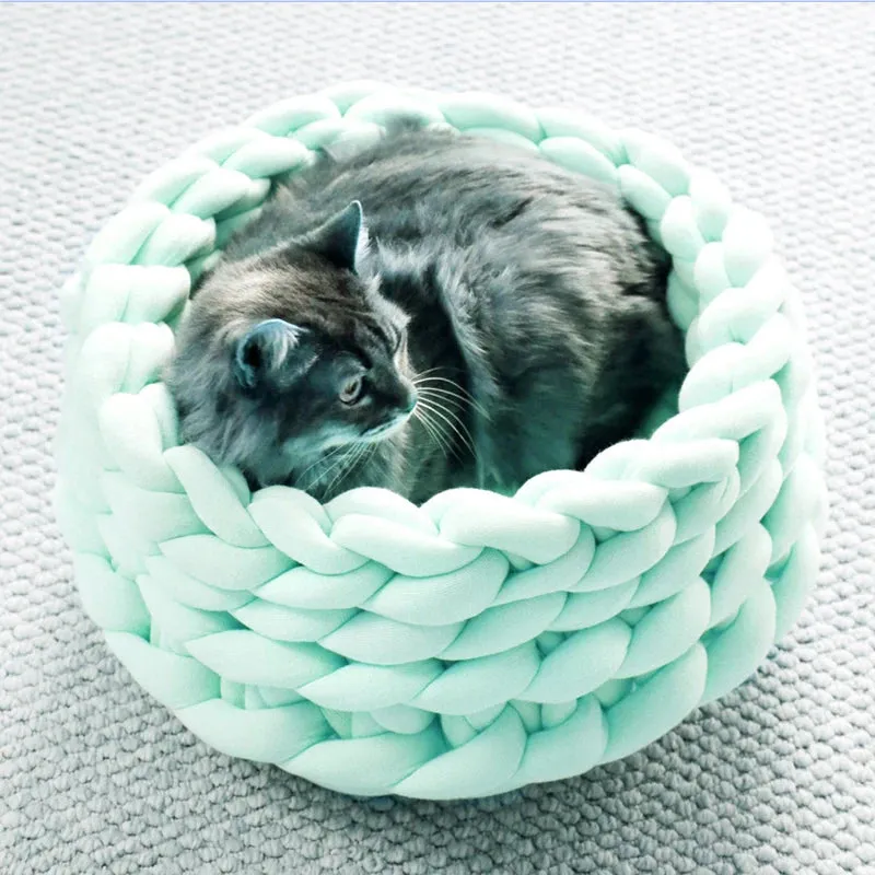 Cat House Cushion Soft Long Plush Warm Pet Mat Cute Kennel Cat Sleeping Basket Bed round Fluffy Comfortable Touch Pet Products