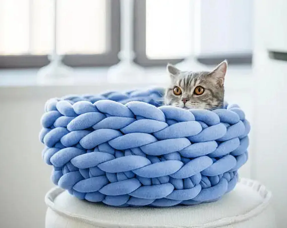 Cat House Cushion Soft Long Plush Warm Pet Mat Cute Kennel Cat Sleeping Basket Bed round Fluffy Comfortable Touch Pet Products