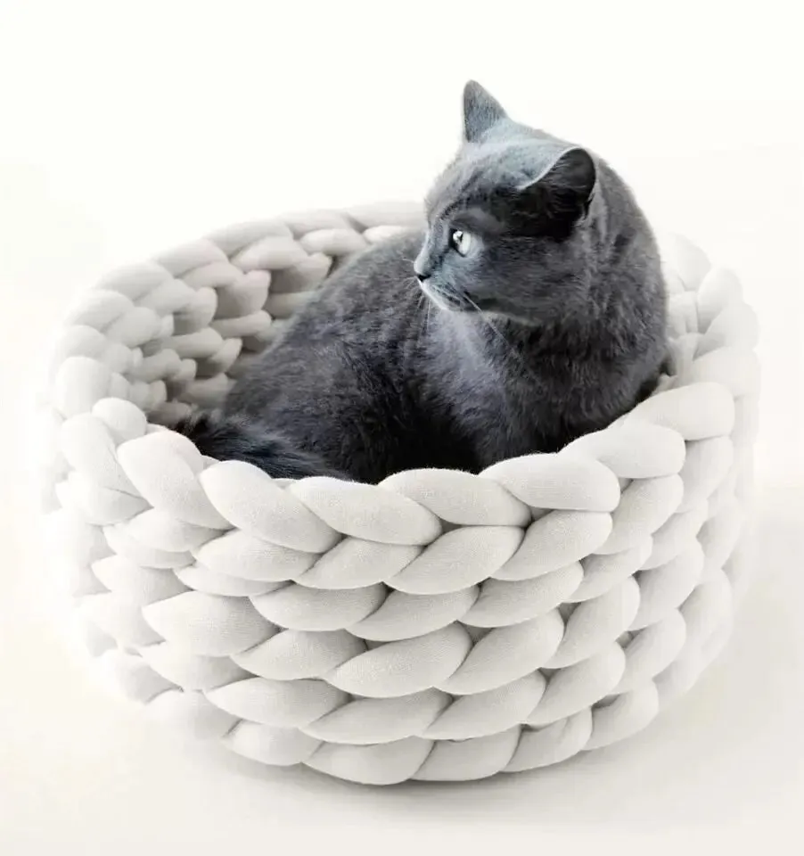 Cat House Cushion Soft Long Plush Warm Pet Mat Cute Kennel Cat Sleeping Basket Bed round Fluffy Comfortable Touch Pet Products