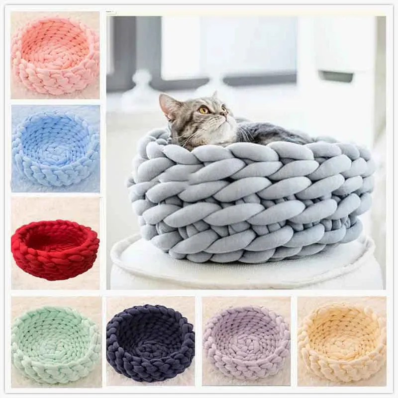 Cat House Cushion Soft Long Plush Warm Pet Mat Cute Kennel Cat Sleeping Basket Bed round Fluffy Comfortable Touch Pet Products