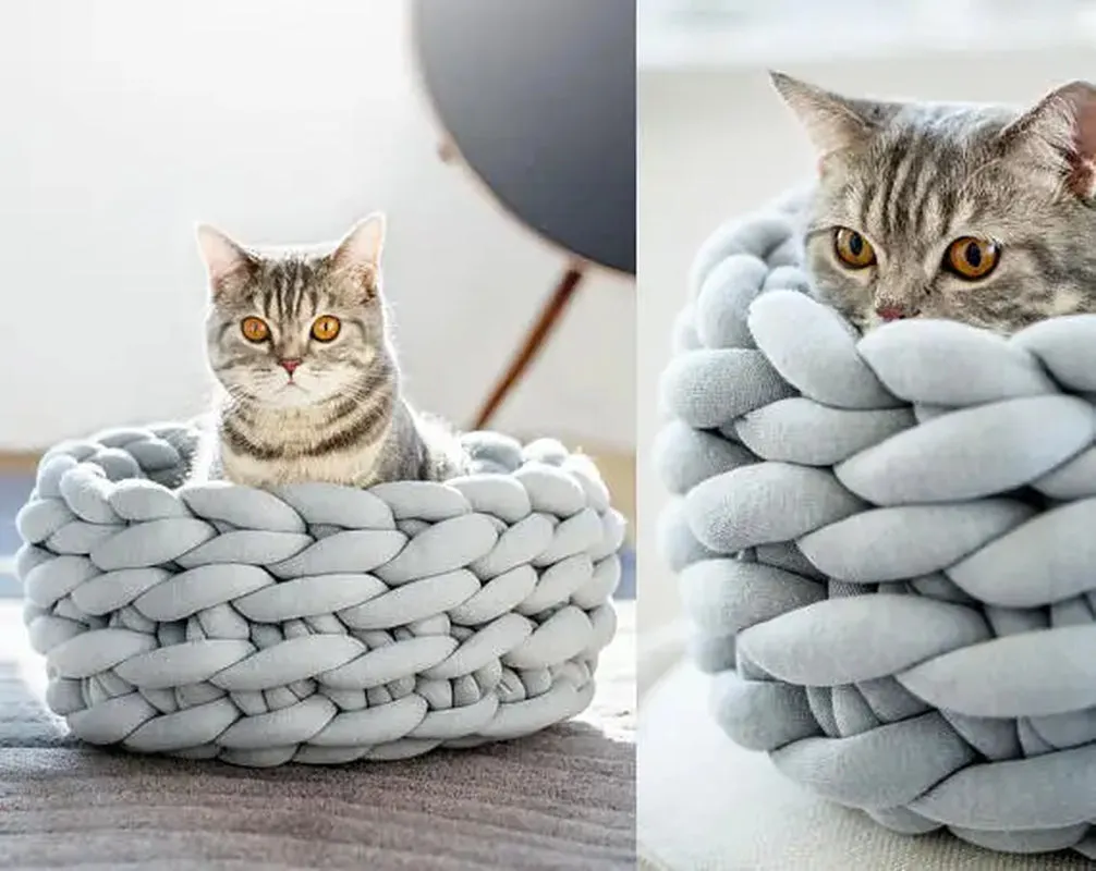 Cat House Cushion Soft Long Plush Warm Pet Mat Cute Kennel Cat Sleeping Basket Bed round Fluffy Comfortable Touch Pet Products