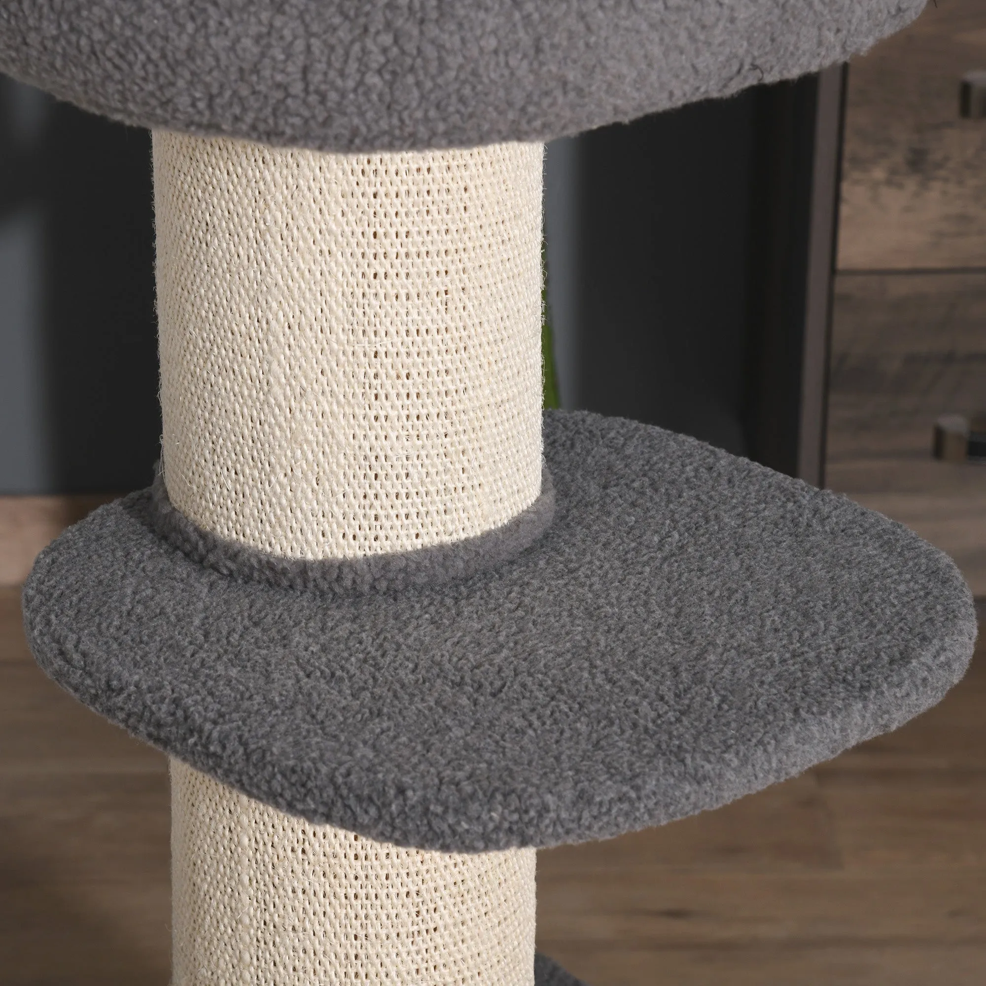 Cat Tree Kitten Tower Multi-level Activity Centre Pet Furniture with Sisal Scratching Post Condo Plush Perches Grey