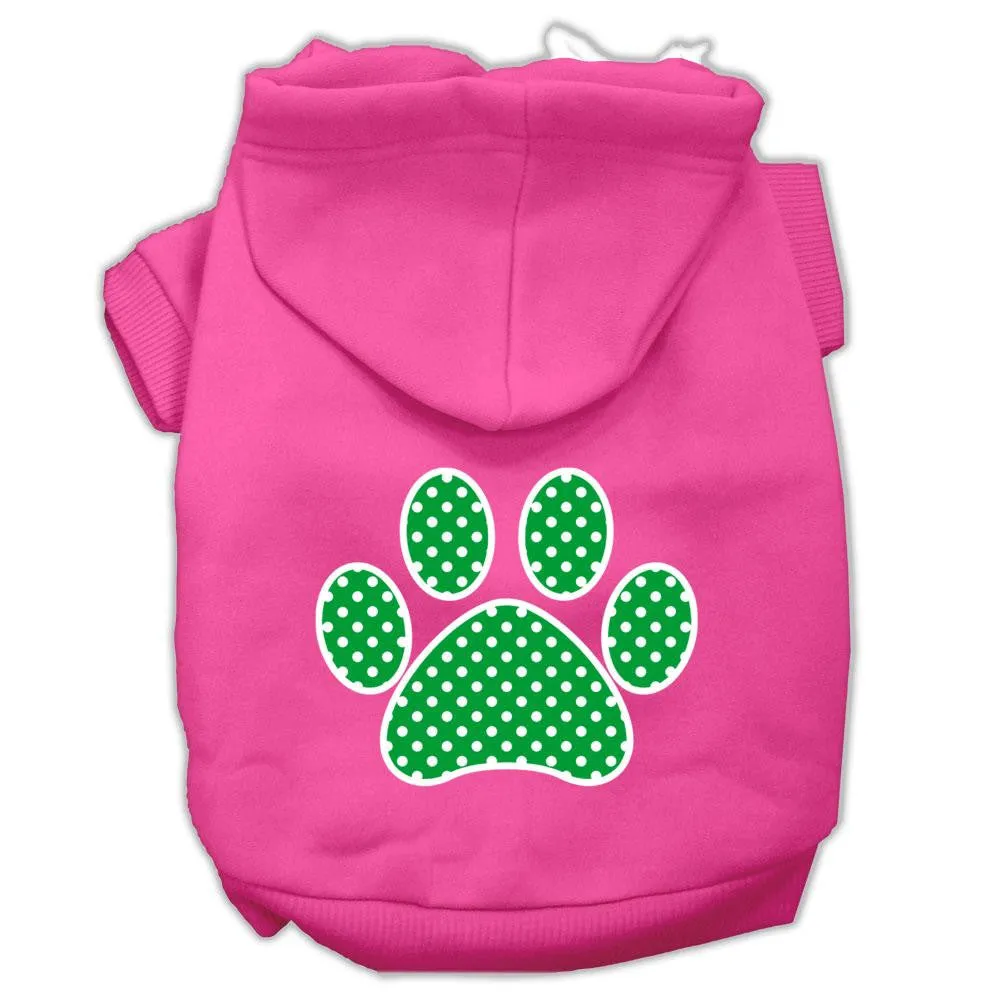 Green Swiss Dot Paw Screen Print Pet Hoodies Bright Pink Size Lg (14)