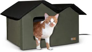 Heated Outdoor Cat House Extra-Wide Winter Shelter for Ferals - Cat House for Outdoor Cats, Heated Kitty House for outside Weatherproof Insulated Protection 26.5" X 21.5" X 15.5"