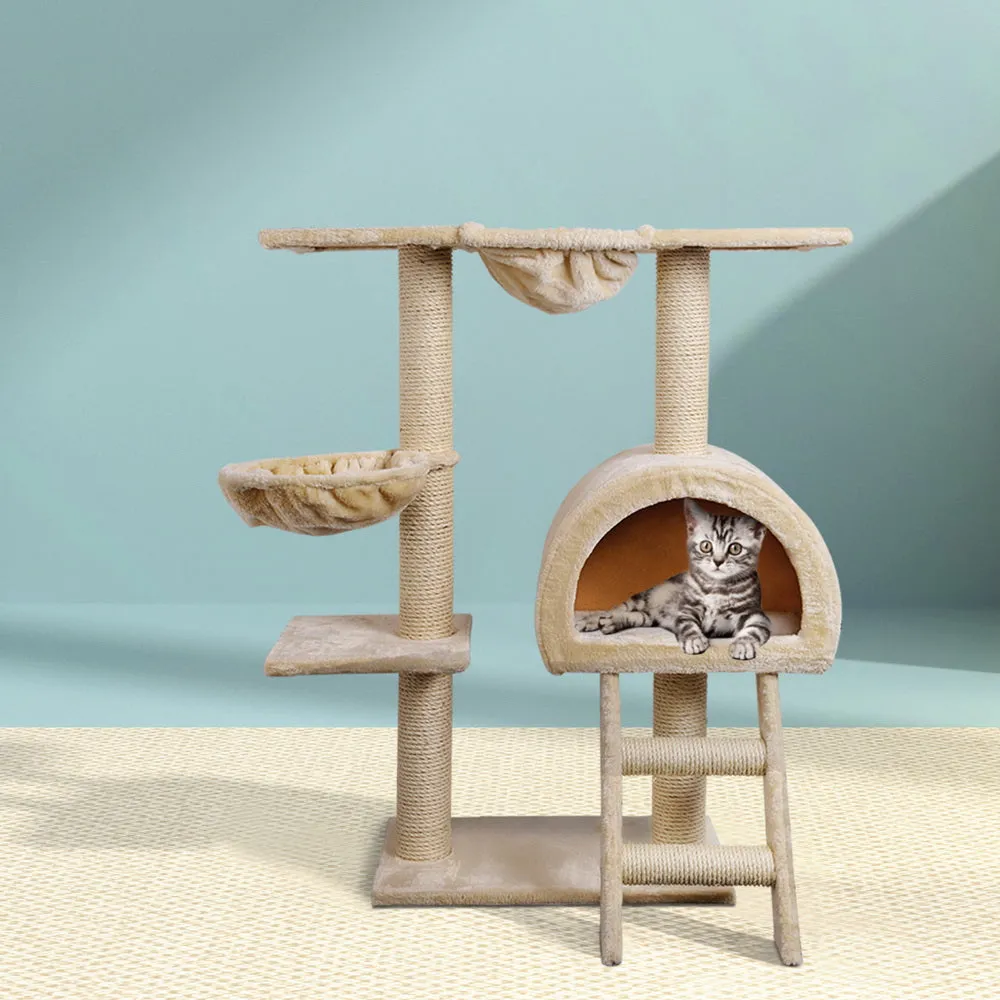 i.Pet Cat Tree Trees Scratching Post Scratcher Condo Tower House Bed Beige 100cm