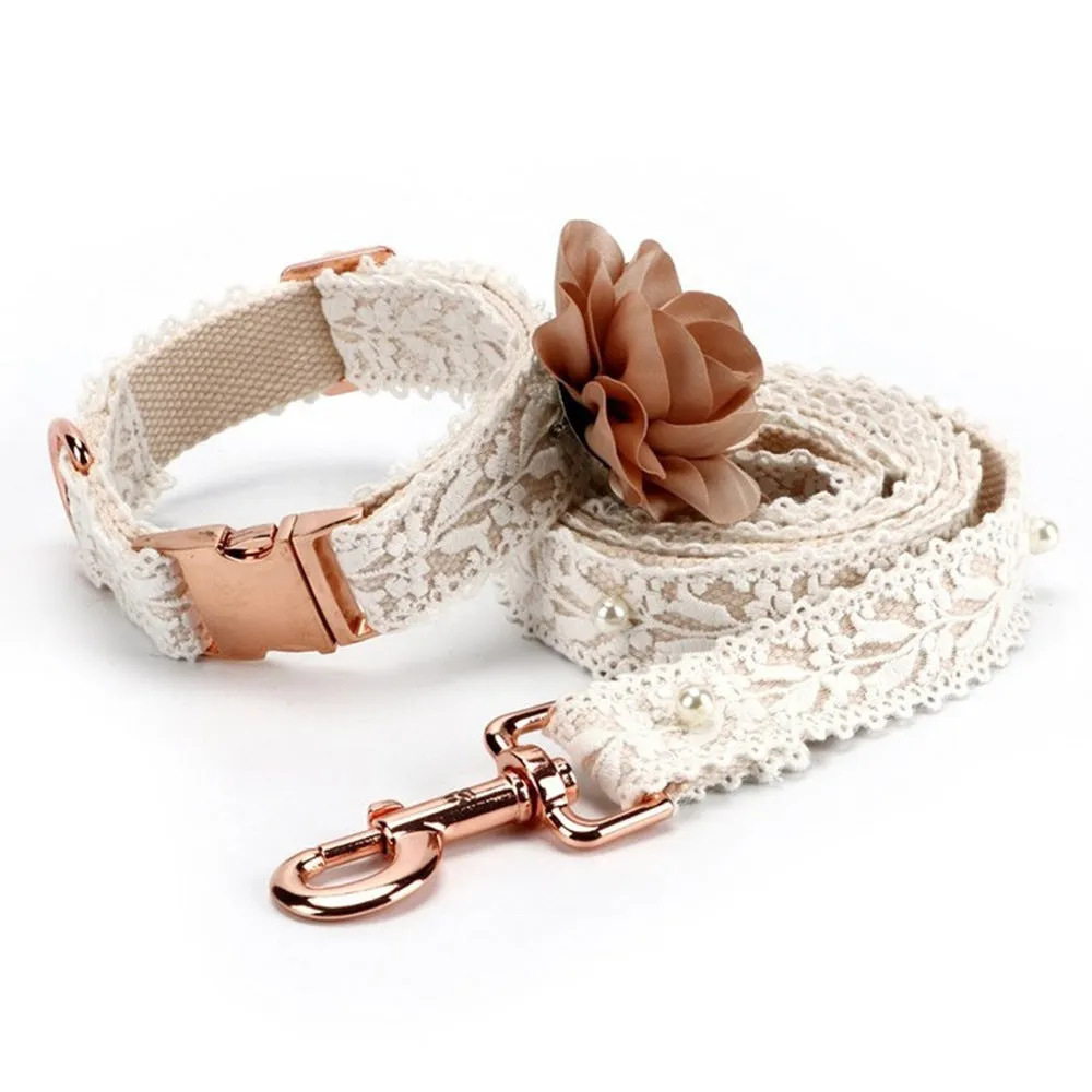 Lace Flower Pet Chest Harness Leash Set