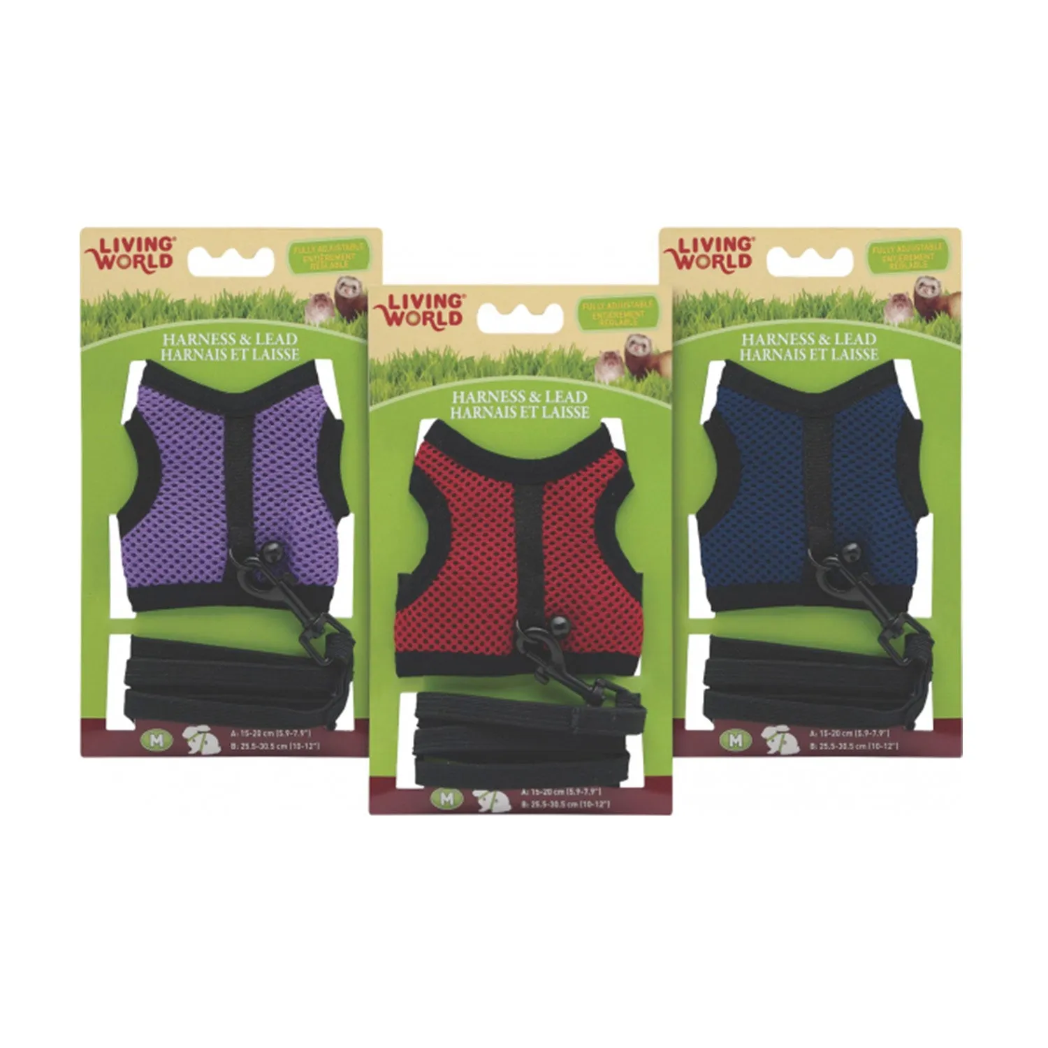 Living World Small Animal Soft Harness and Lead Set Assorted Colour