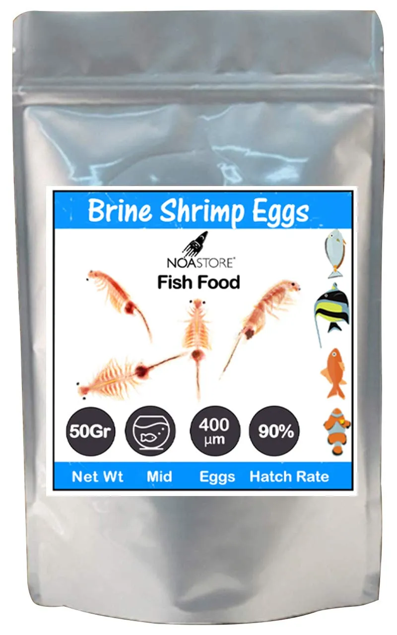 Noa Store Brine Shrimp Eggs Artemia Cysts 90 Percent Hatch Rate Fish Food (50 Gramm