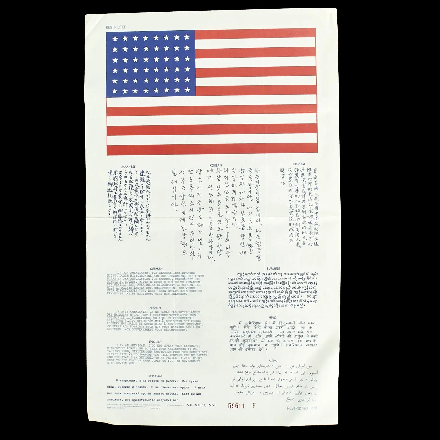 Original U.S. Air Force Blood Chit Collection - Korean War, Vietnam War, Operation Iraqi Freedom