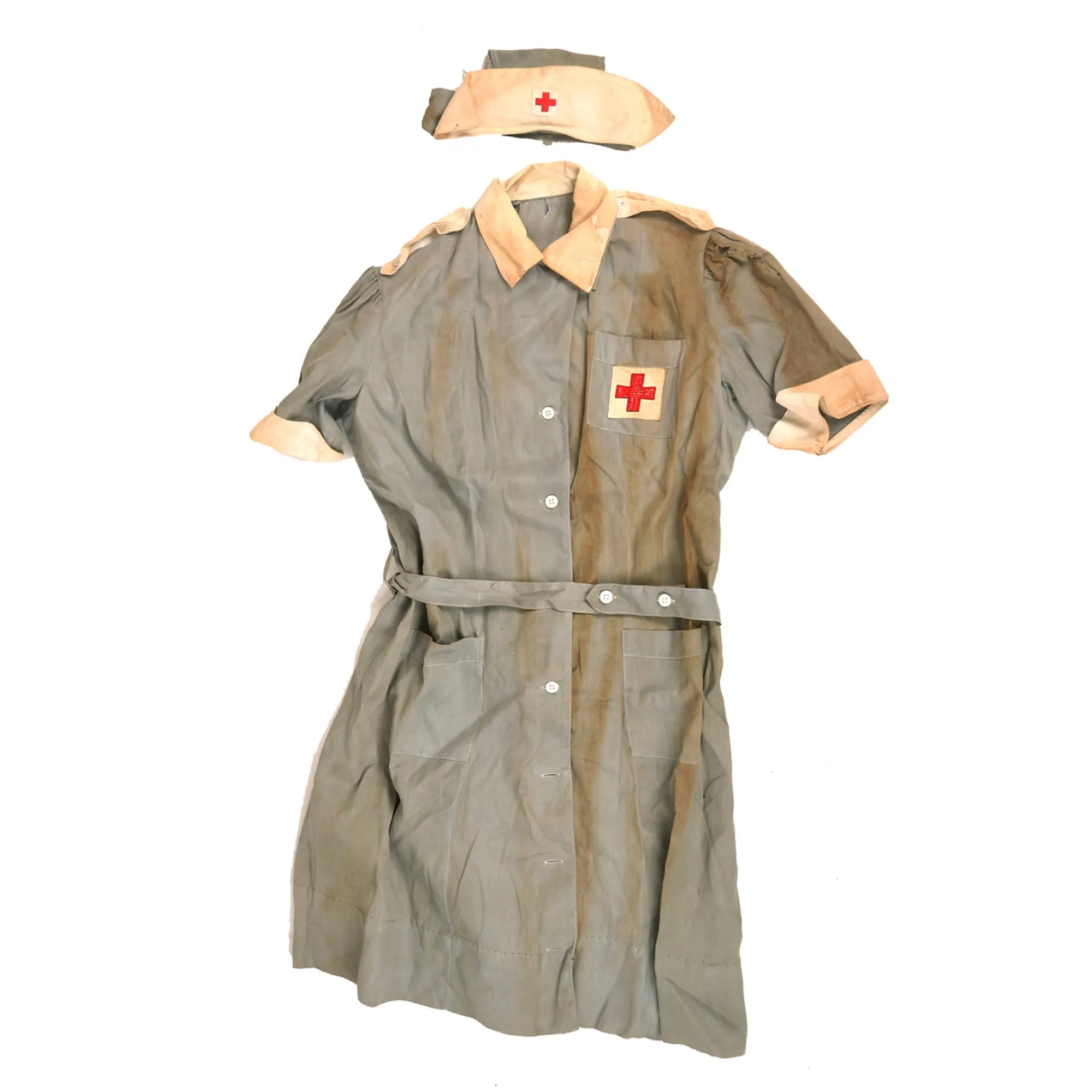 Original U.S. WWII American Red Cross Nurse Amphibious Engineers Uniform & Duffle Bag Grouping