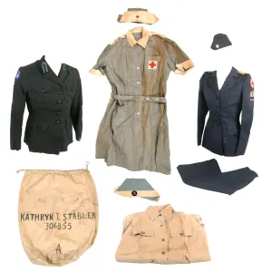 Original U.S. WWII American Red Cross Nurse Amphibious Engineers Uniform & Duffle Bag Grouping