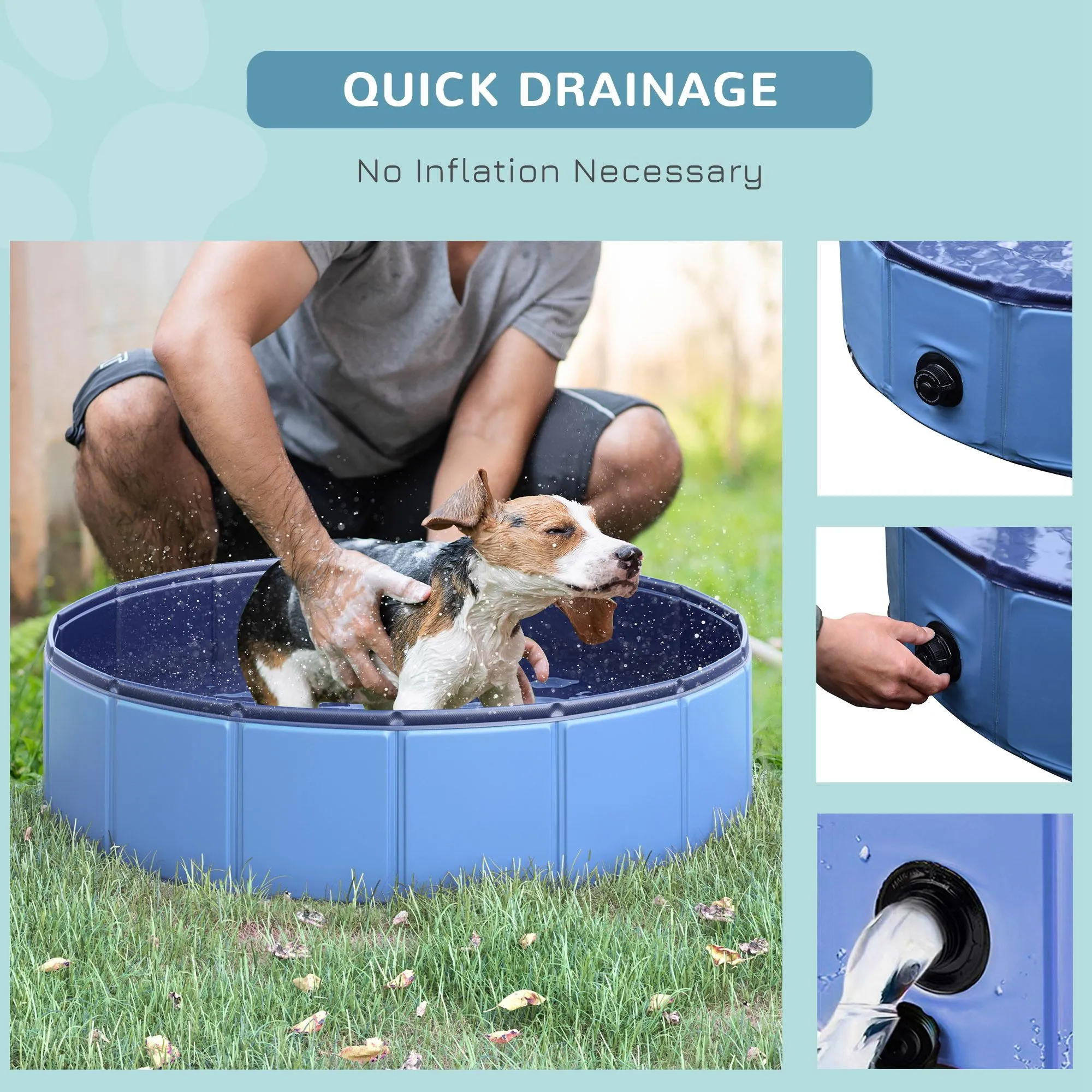 Pet Swimming Pool, Foldable, 80 cm Diameter-Blue