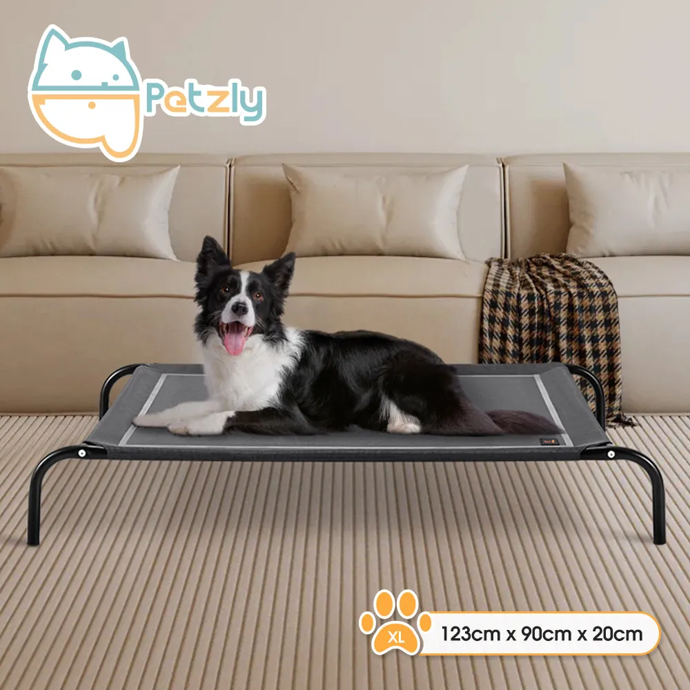 Petzly Cooling Elevated Pet Dog Bed Washable Breathable Mesh Heavy Duty XL Grey