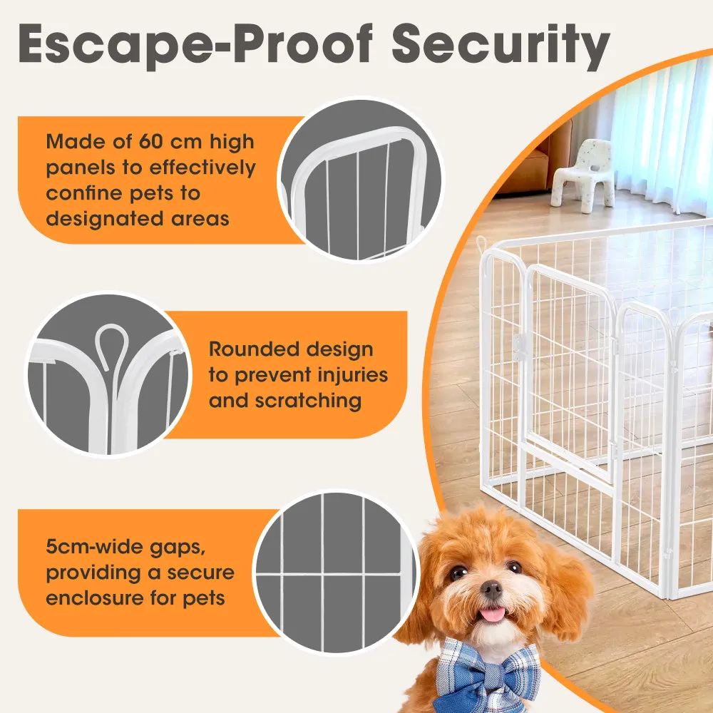 Petzly Dog Playpen Puppy Exercise Cage Pet Cage Enclosure 8 Panel 80x60CM White