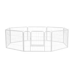 Petzly Dog Playpen Puppy Exercise Cage Pet Cage Enclosure 8 Panel 80x60CM White