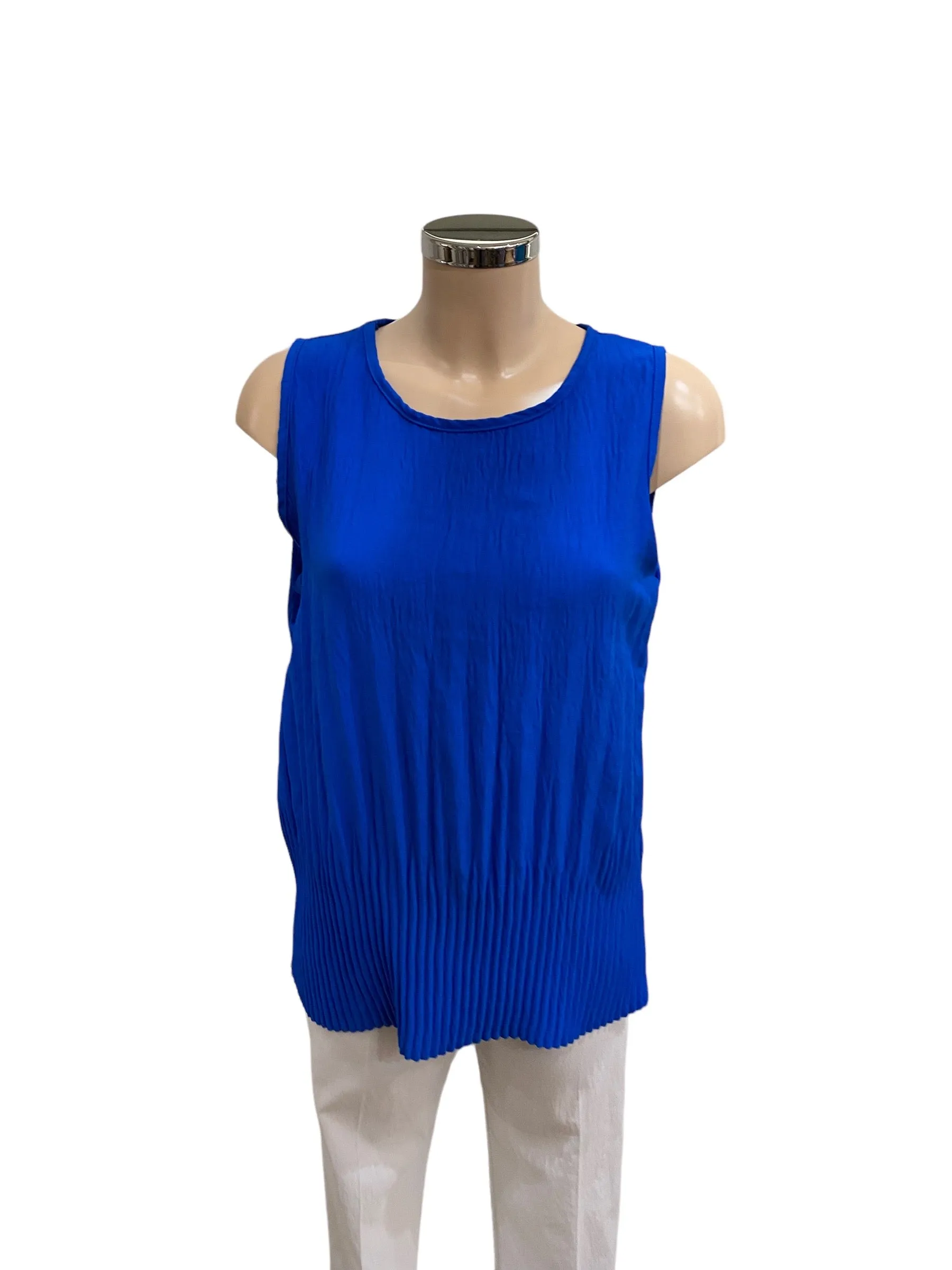 Plain Pleated Sleeveless Round neck Top (3 Colours)