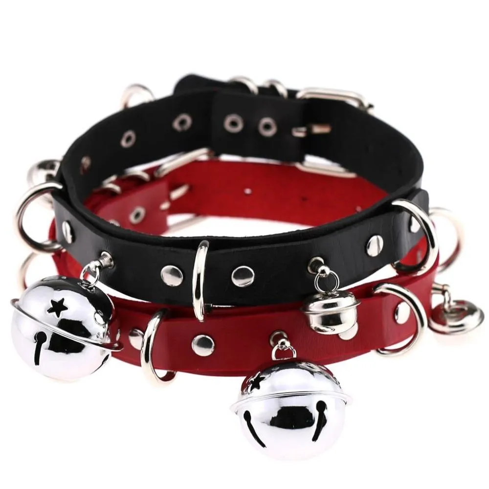 Pleather Cat Bell Collar