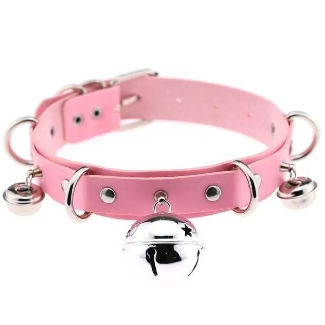 Pleather Cat Bell Collar