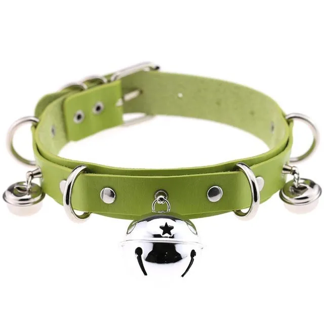 Pleather Cat Bell Collar