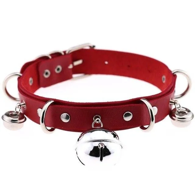 Pleather Cat Bell Collar