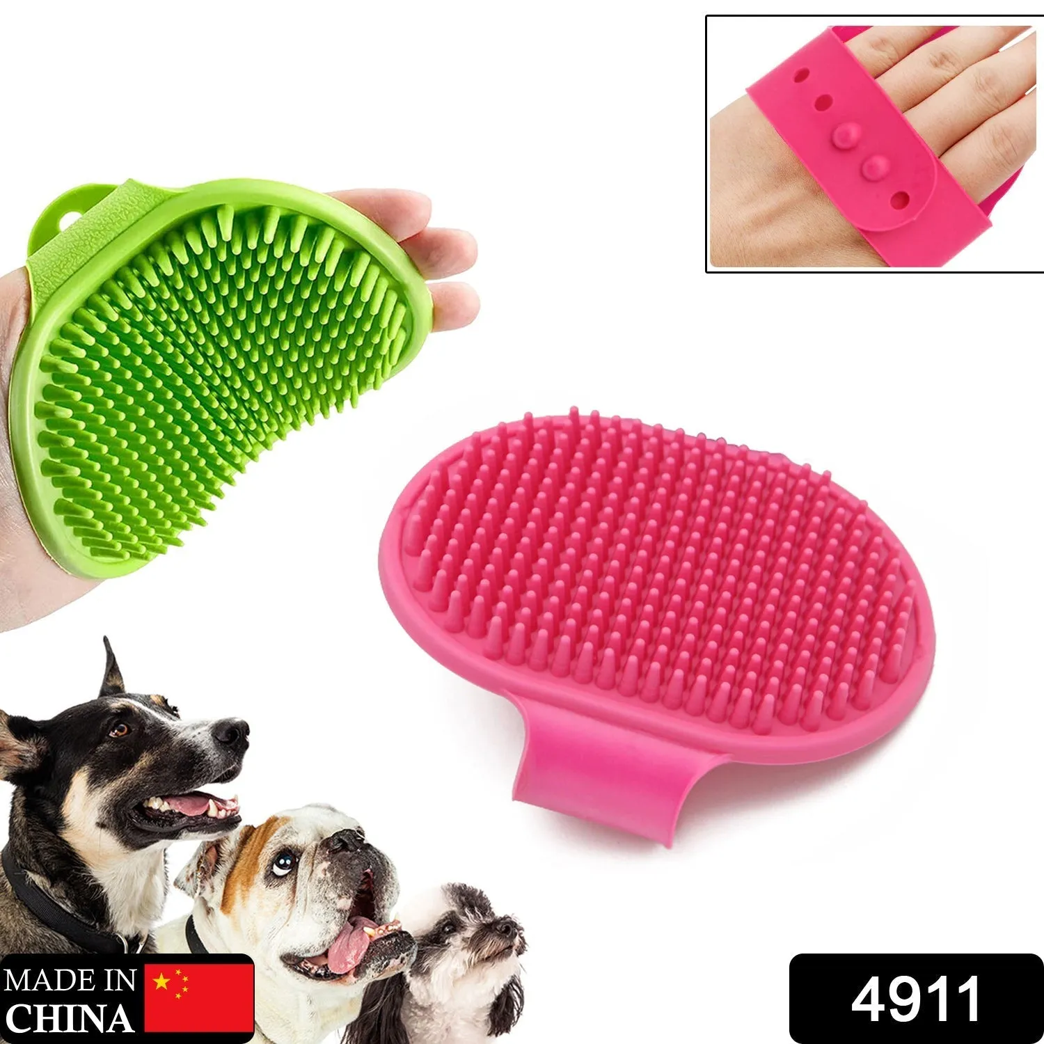 Puppies Pet Massage Rubber Bath Glove for Dogs, Cats, Rabbit, & Hamster | Grooming Shampoo Washing Hand Brush - 1 Piece