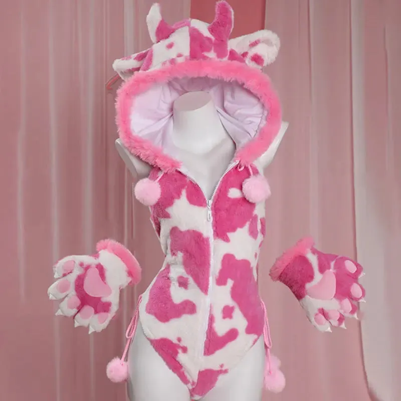 Strawberry Cow Fuzzy Cosplay Set