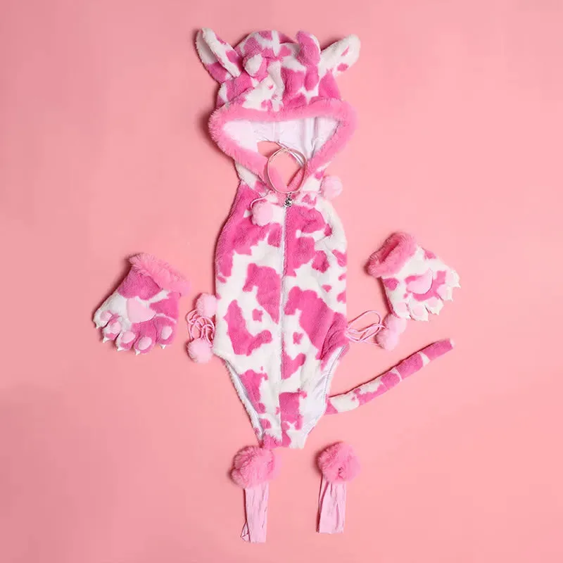 Strawberry Cow Fuzzy Cosplay Set