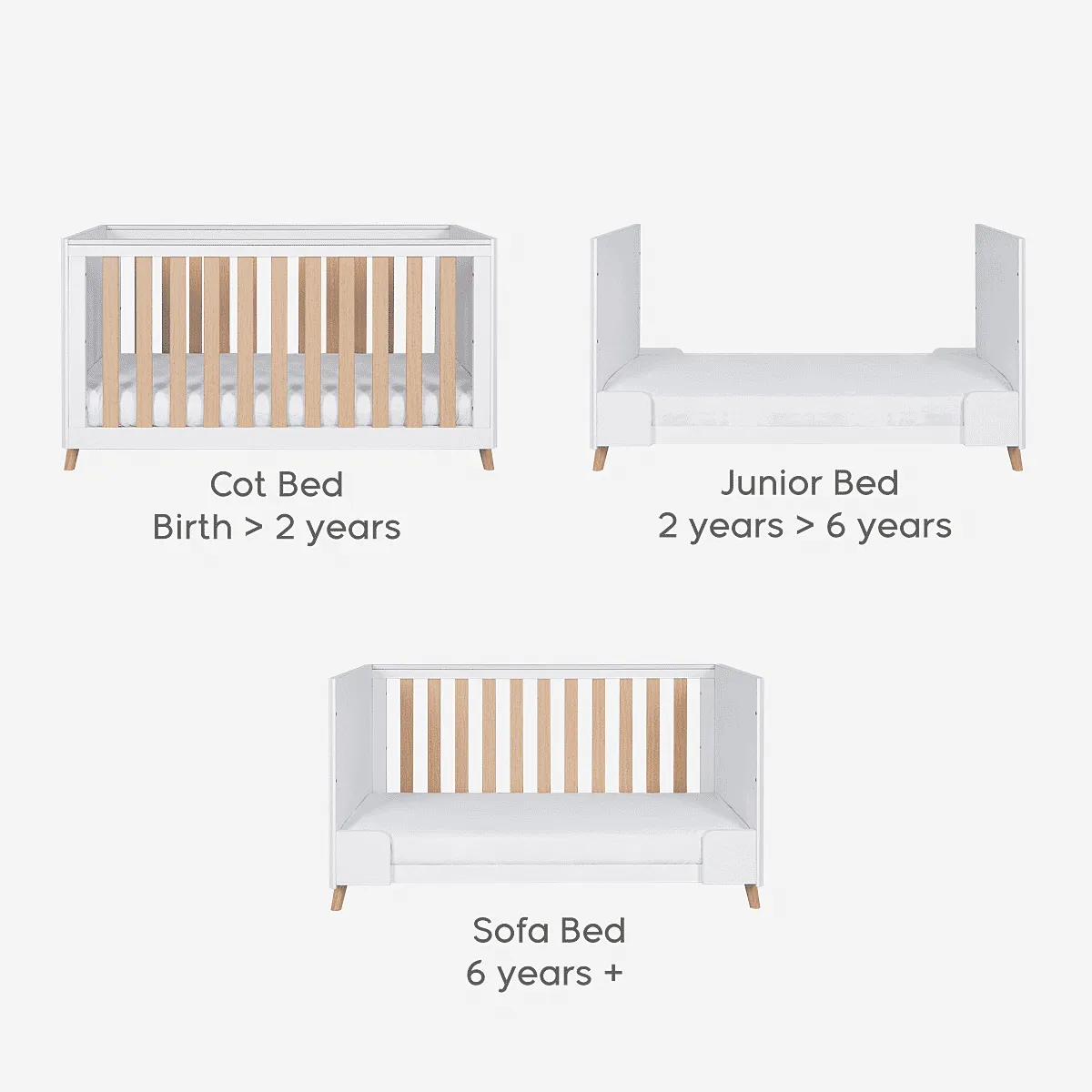 Tutti Bambini Fika Cot Bed - White/Light Oak