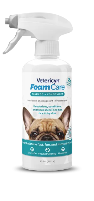 Vetericyn FoamCare Sprayable Shampoo   Conditioner for Dogs & Cats, 16-ounce