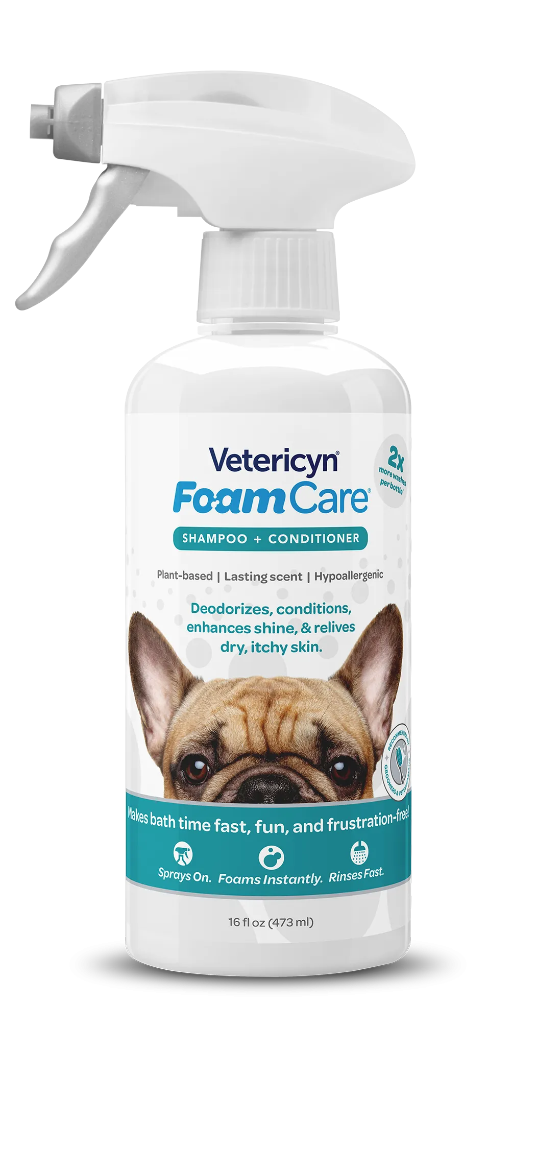 Vetericyn FoamCare Sprayable Shampoo   Conditioner for Dogs & Cats, 16-ounce