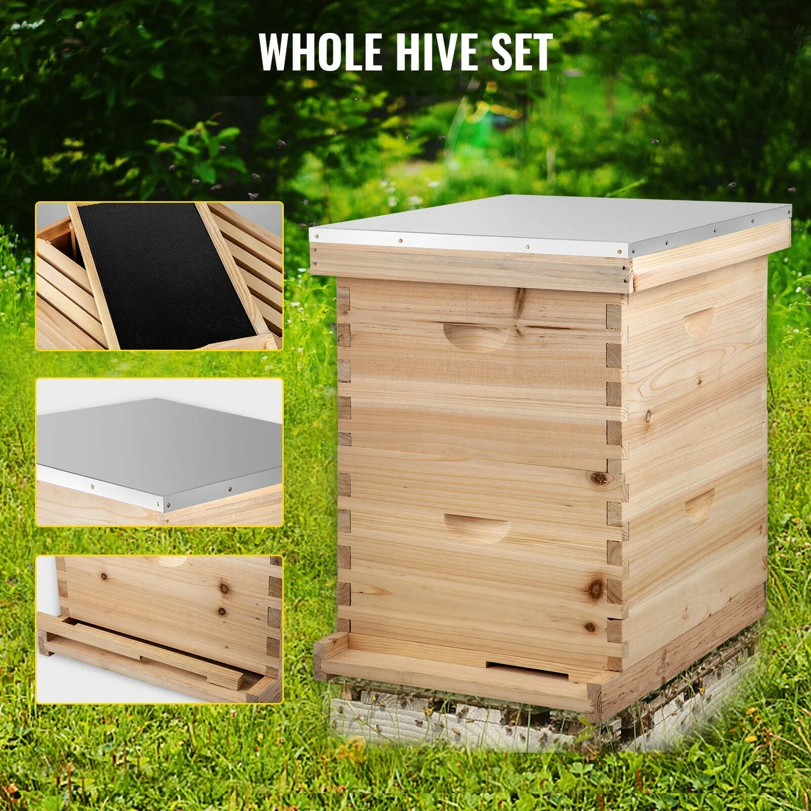 VEVOR Bees Box Langstroth Wooden Kit Bee Nest Beekeeping Equipment